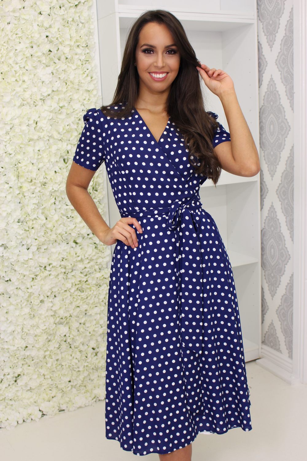 Midi swing 2024 dress with sleeves