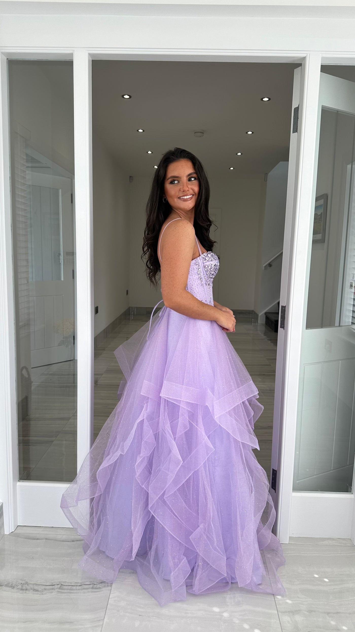 Lilac Corset Tiered Skirt Ball Gown