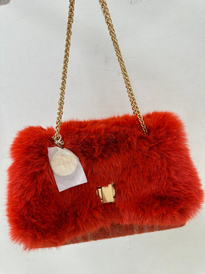 Burnt Orange Faux Fur Handbag