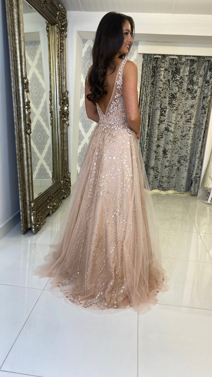 Rose Gold Ball Gown Prom Dress