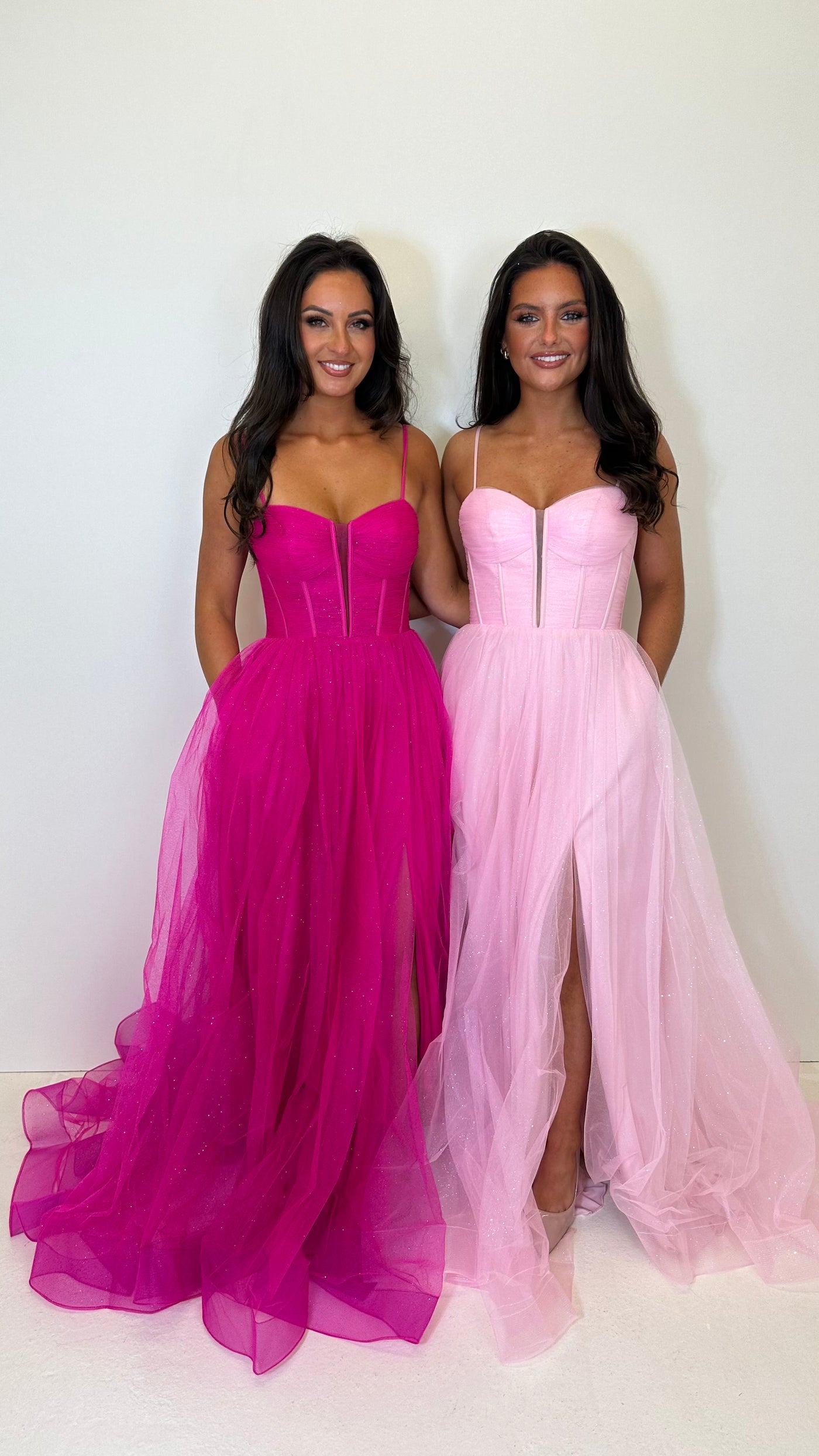 Baby Pink Glitter Corset Back Ball Gown Prom Dress