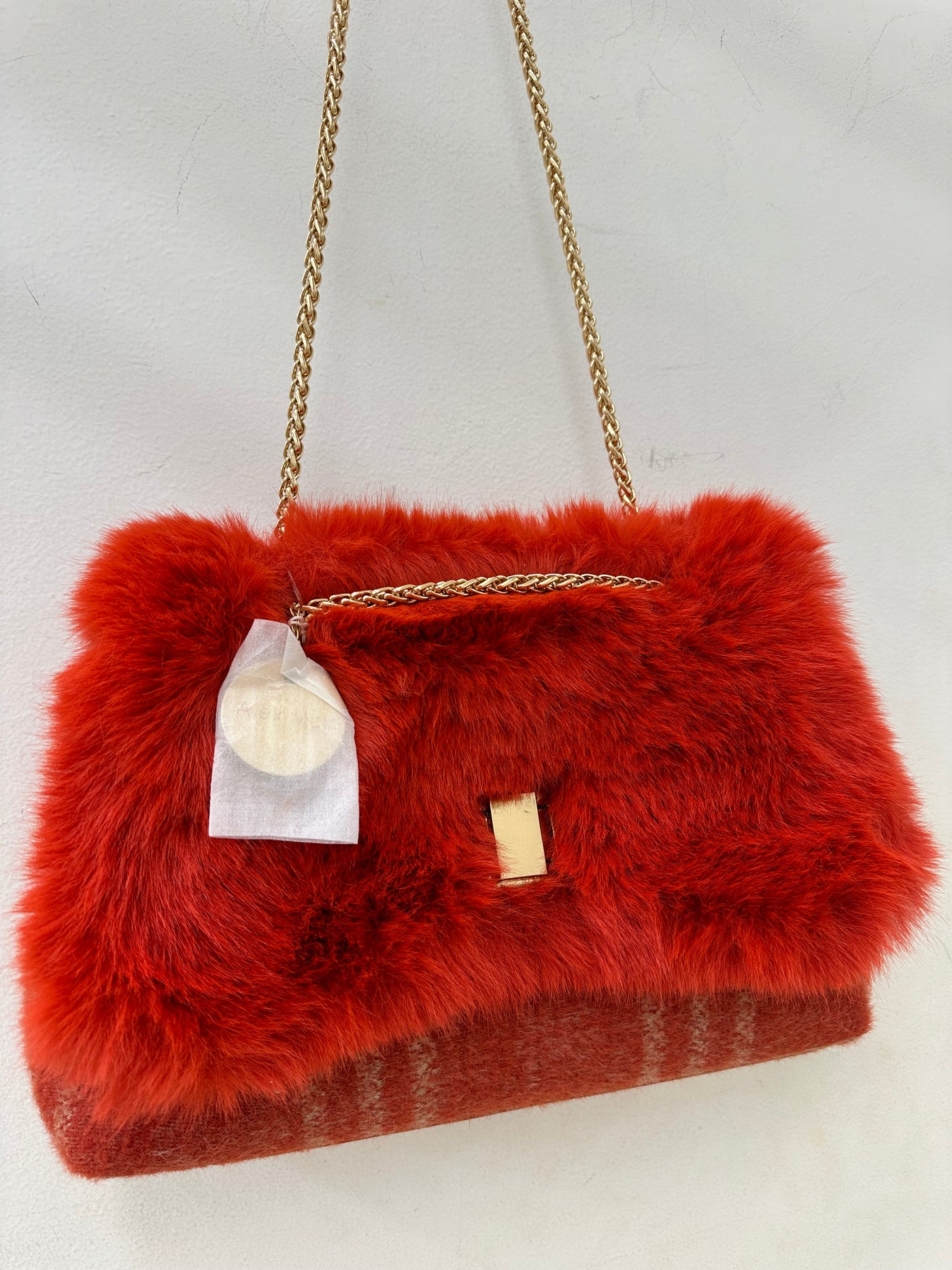 Burnt Orange Faux Fur Handbag