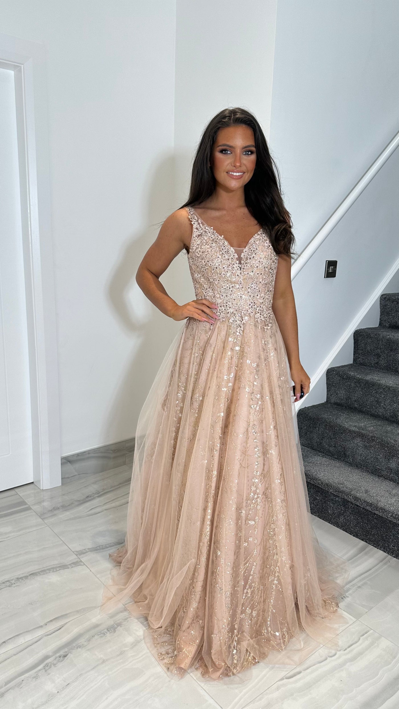 Rose Gold Ball Gown Prom Dress