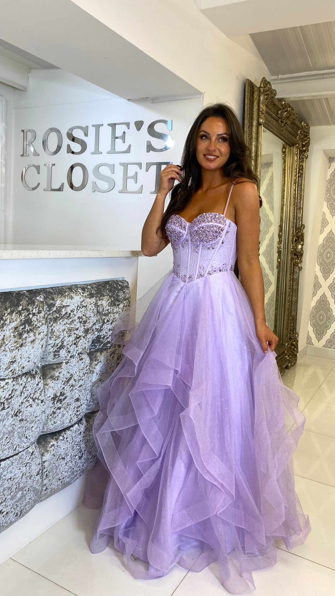 Lilac Corset Tiered Skirt Ball Gown