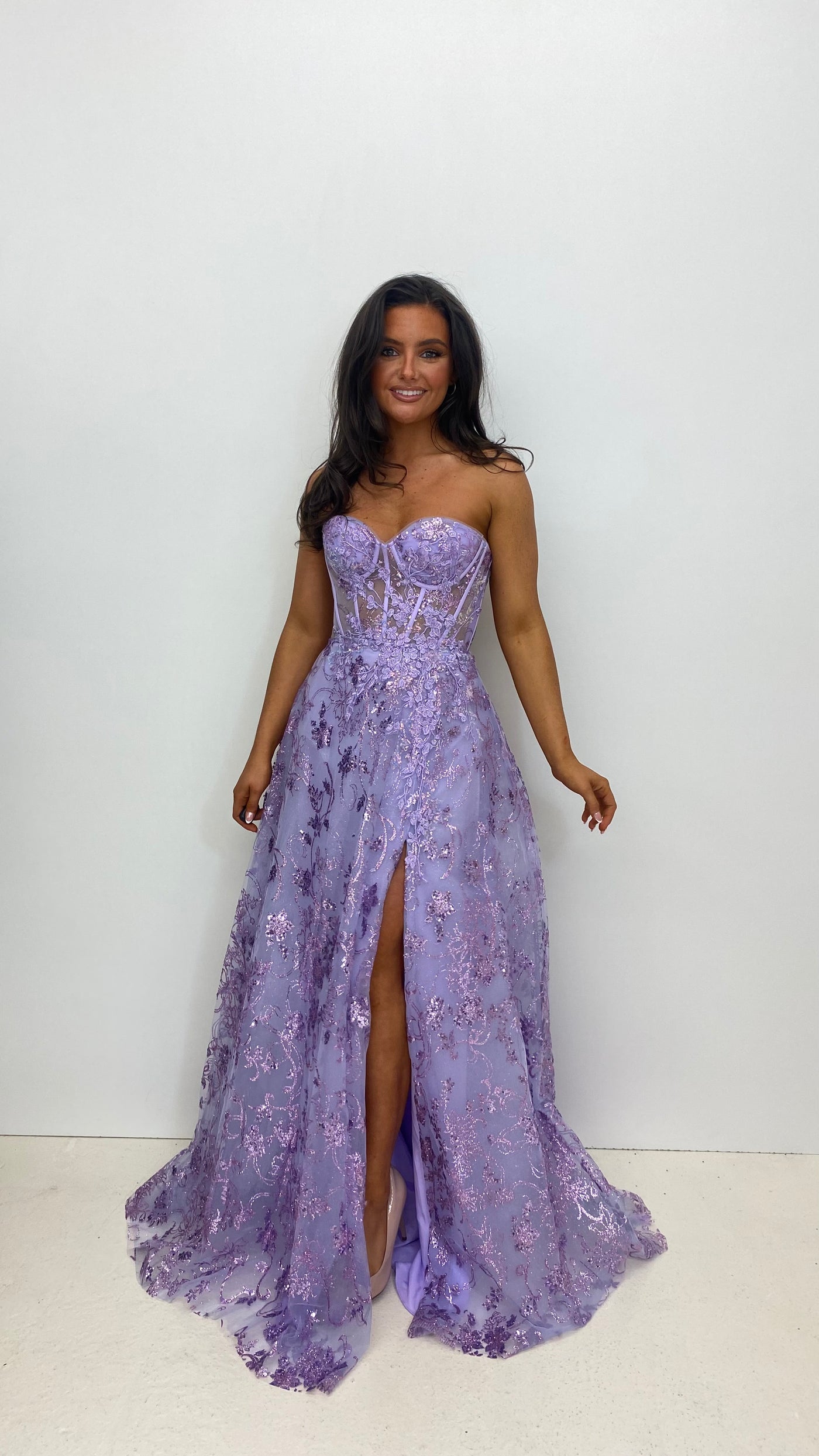 Lilac Strapless Corset Ball Gown