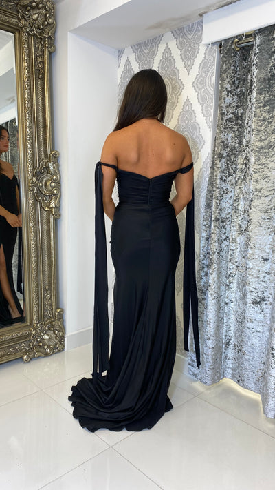 Black Tie Arm Full Length Gown