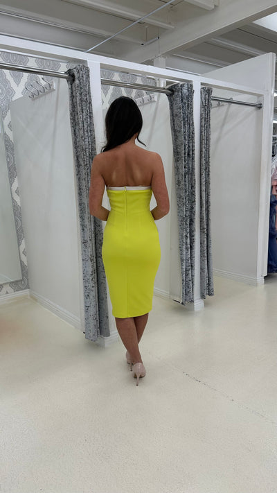 Lime Green Strapless Midi Dress