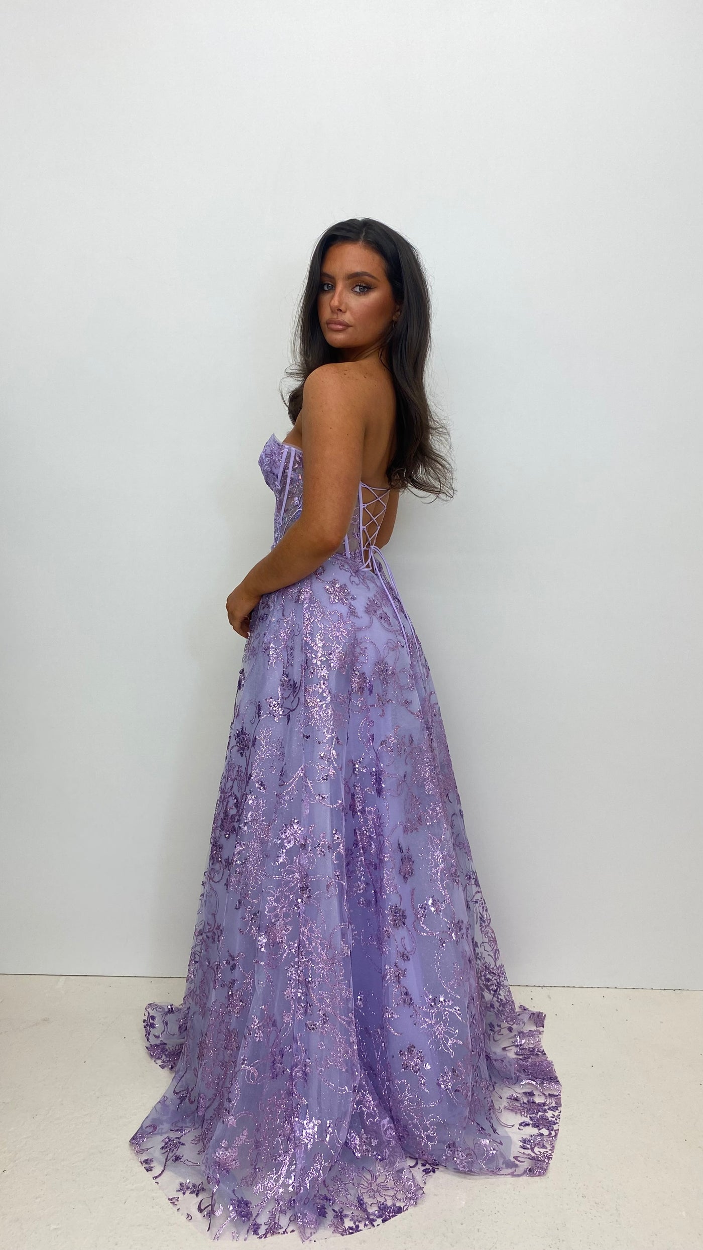 Lilac Strapless Corset Ball Gown