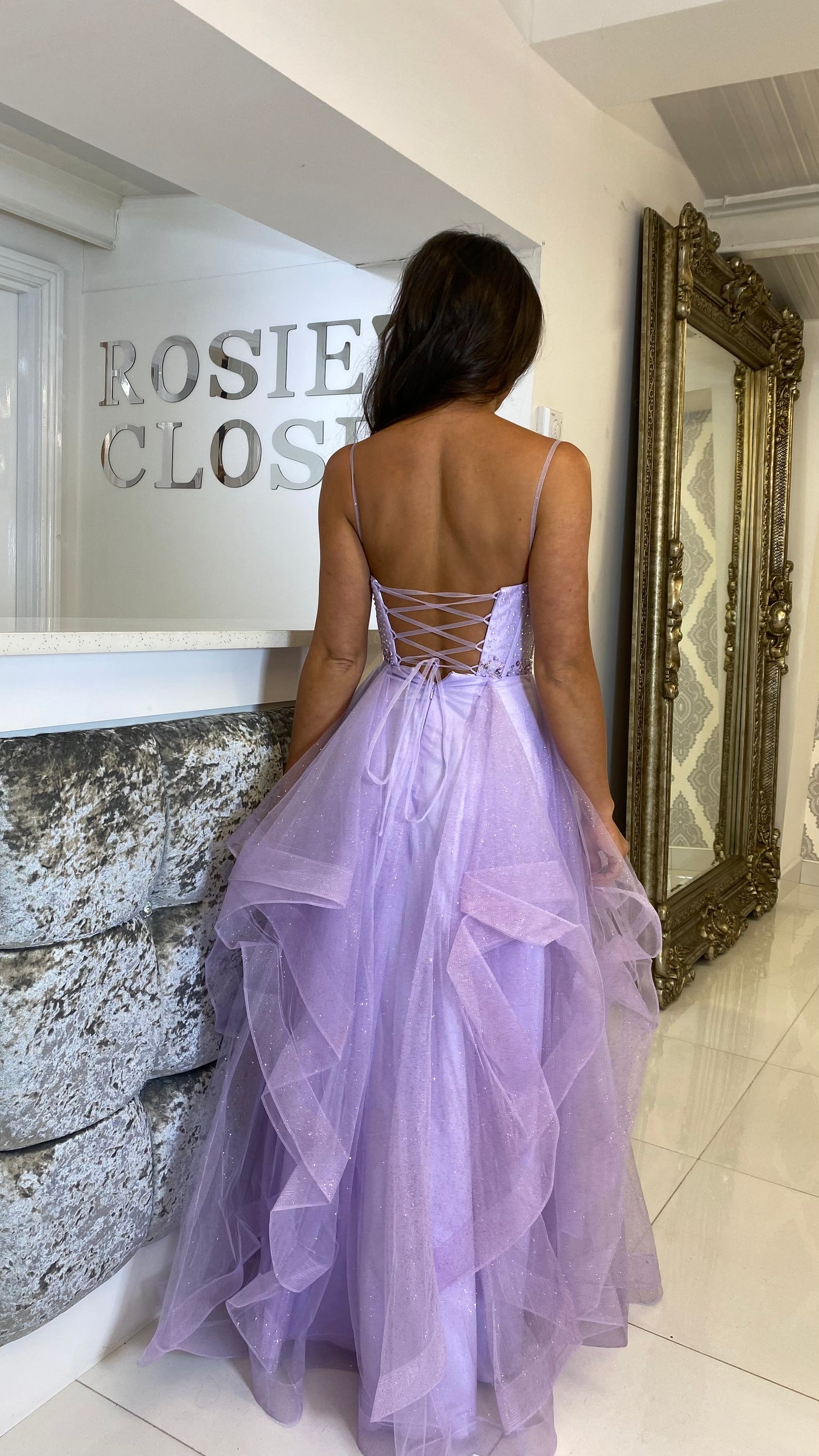 Lilac Corset Tiered Skirt Ball Gown