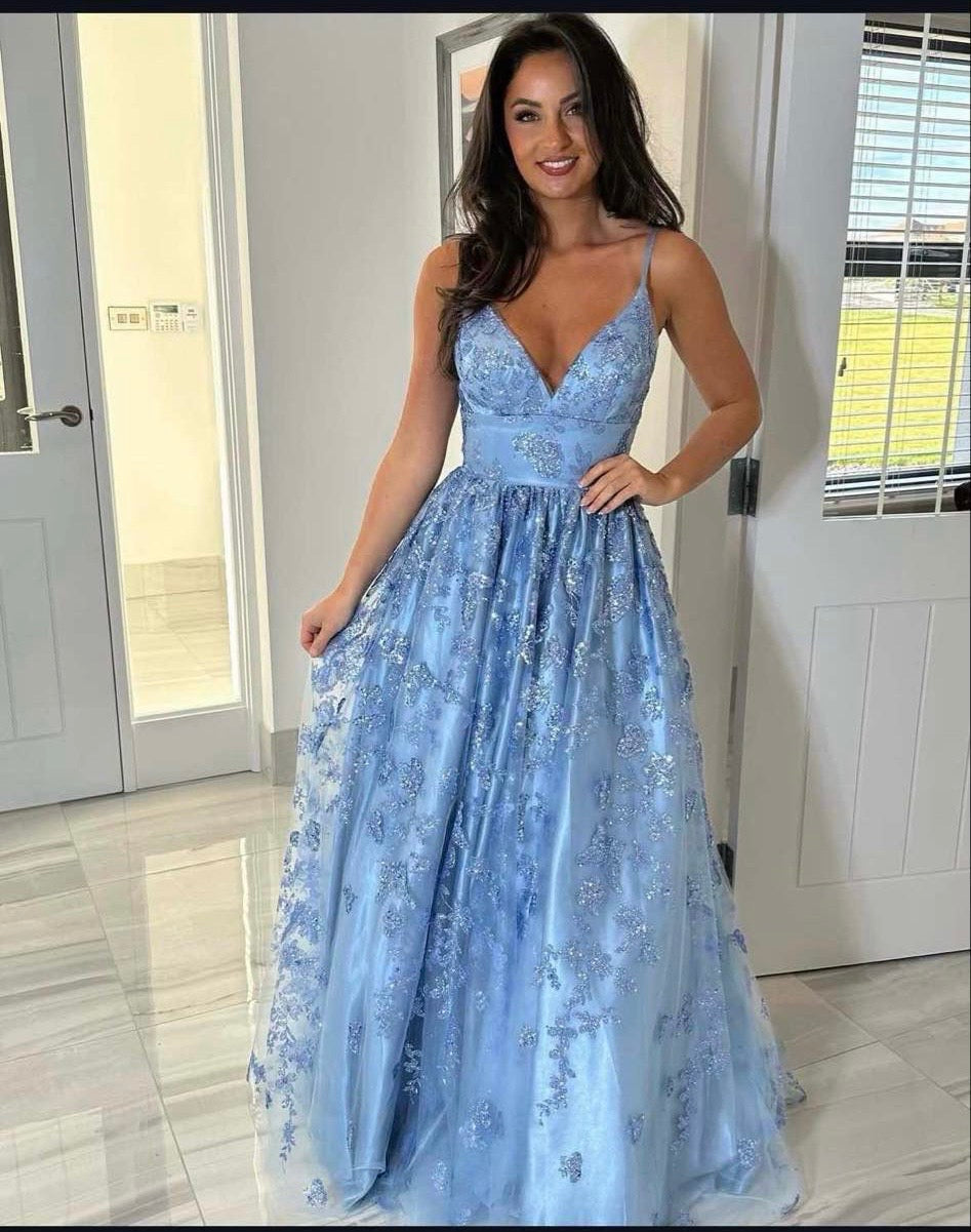 Ice Blue Glitter Ball Gown