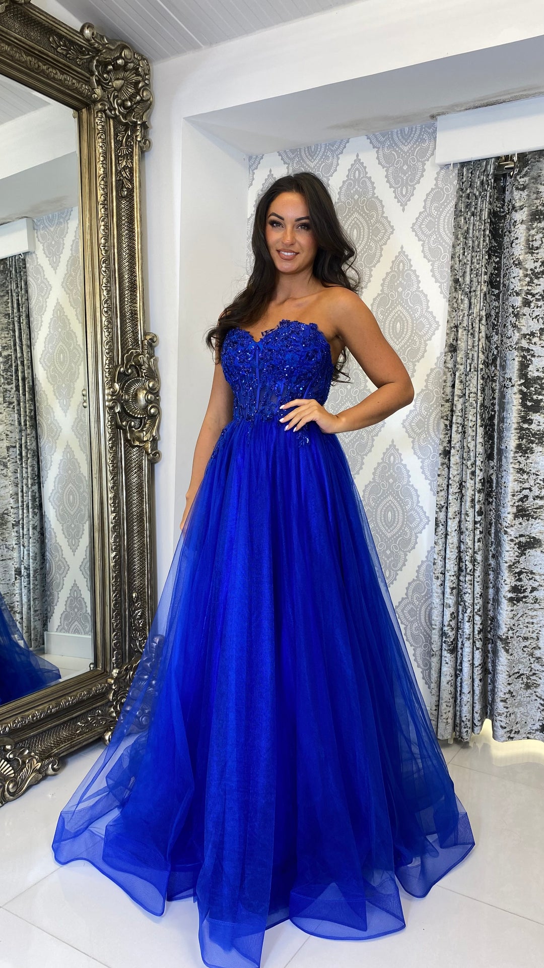 Royal Blue Strapless Ball Gown Rosies Closet