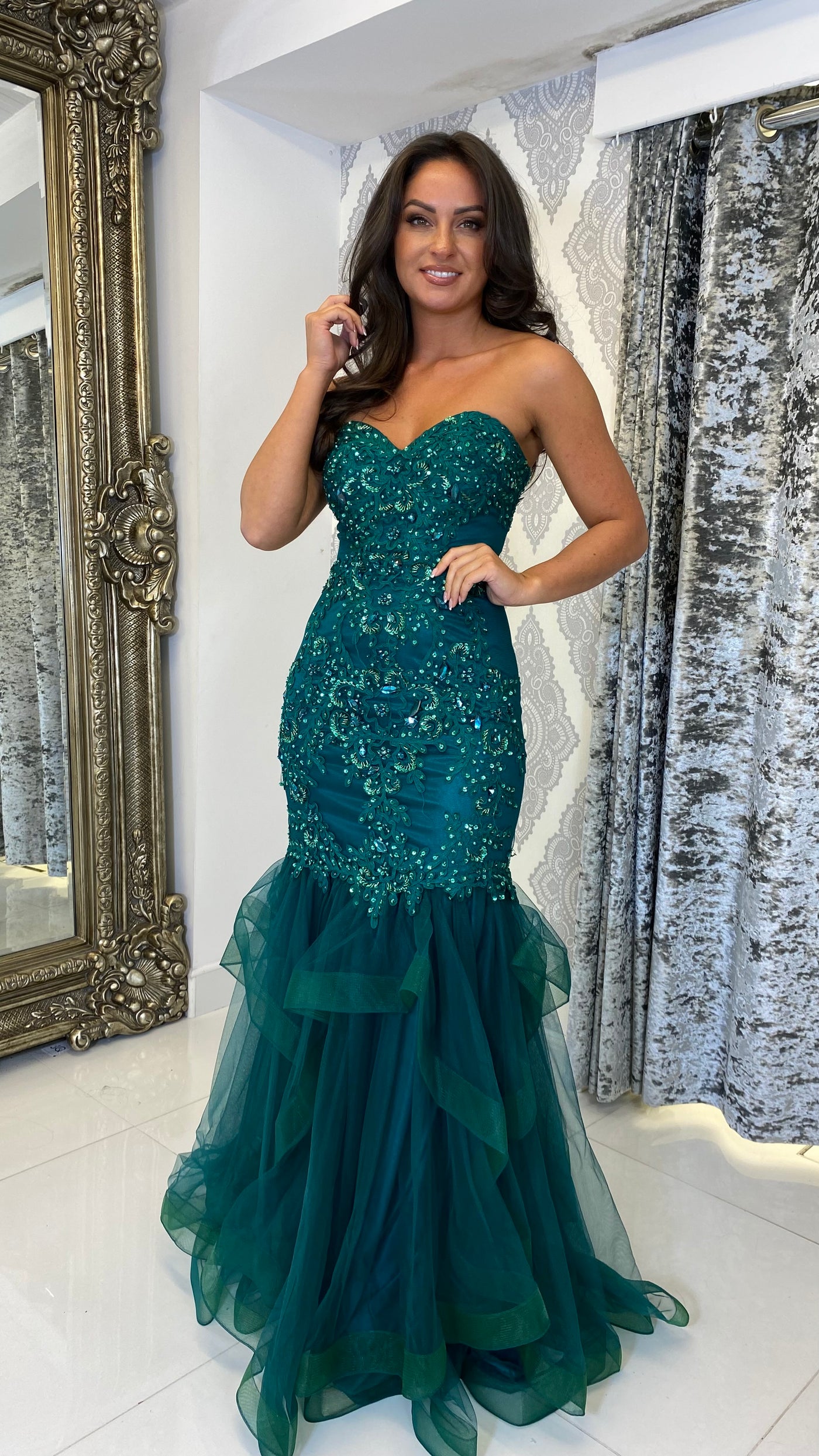 Emerald strapless dress hotsell