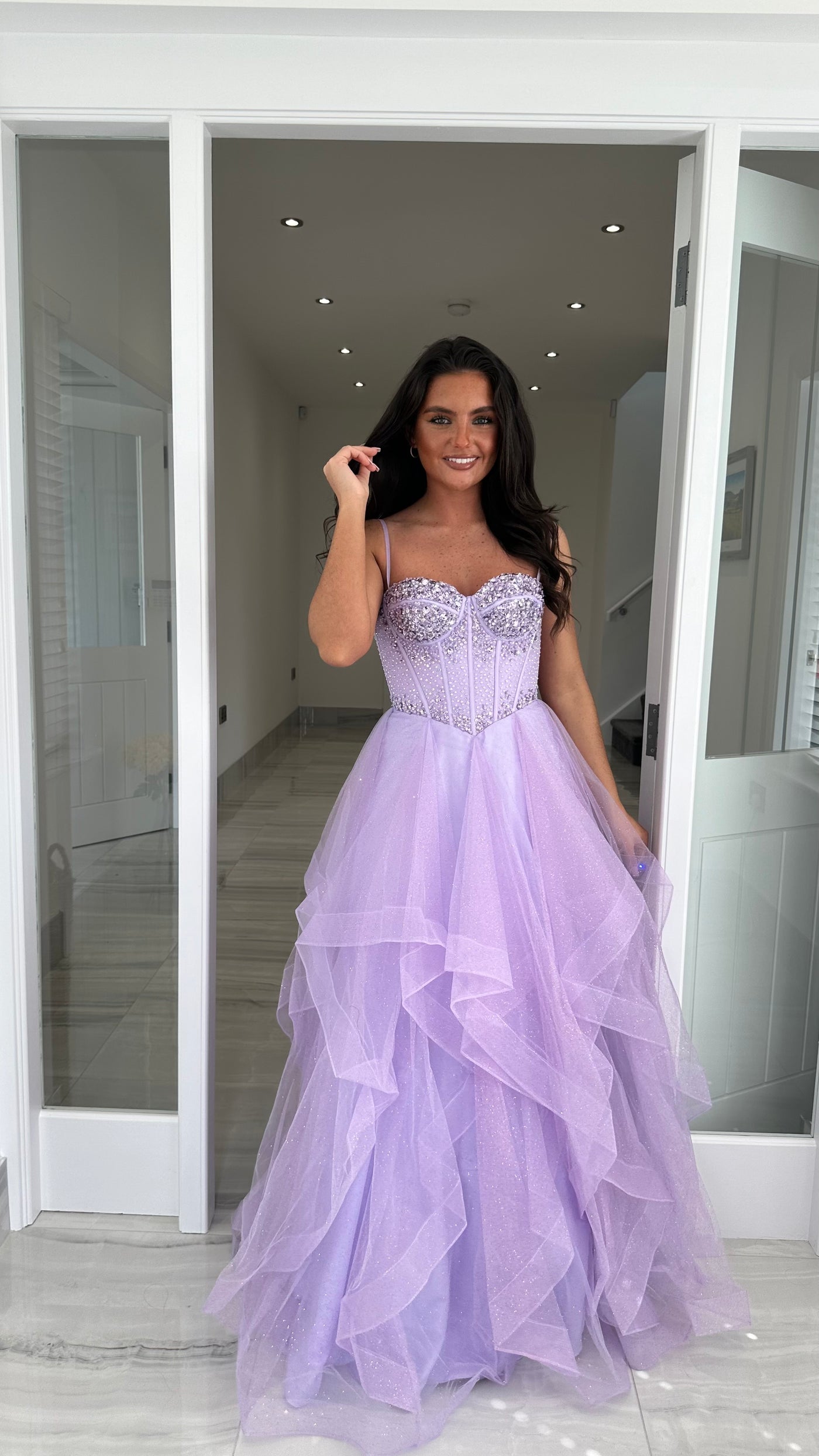 Lilac Corset Tiered Skirt Ball Gown