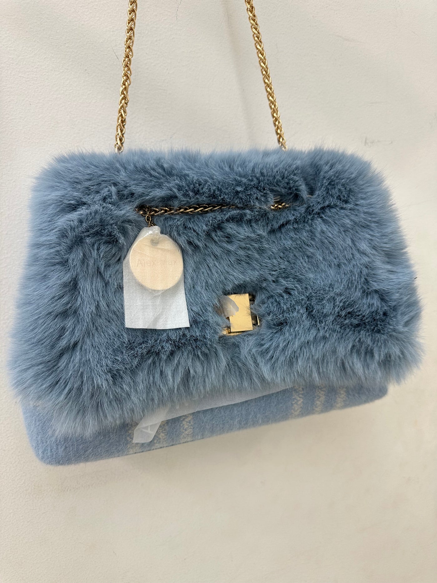 Baby Blue Faux Fur Handbag