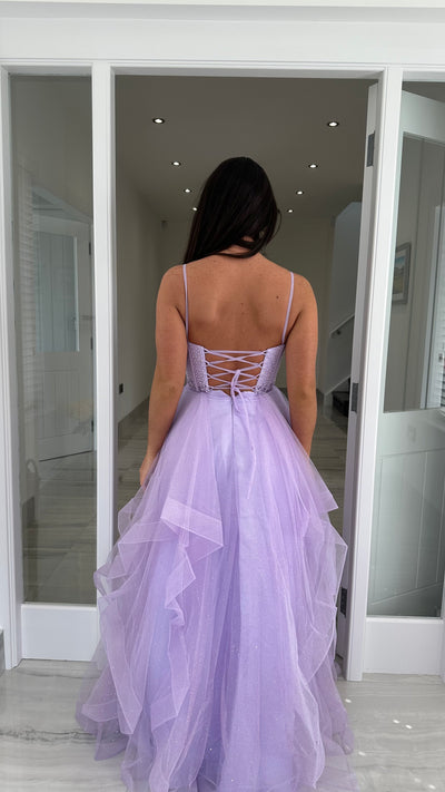 Lilac Corset Tiered Skirt Ball Gown