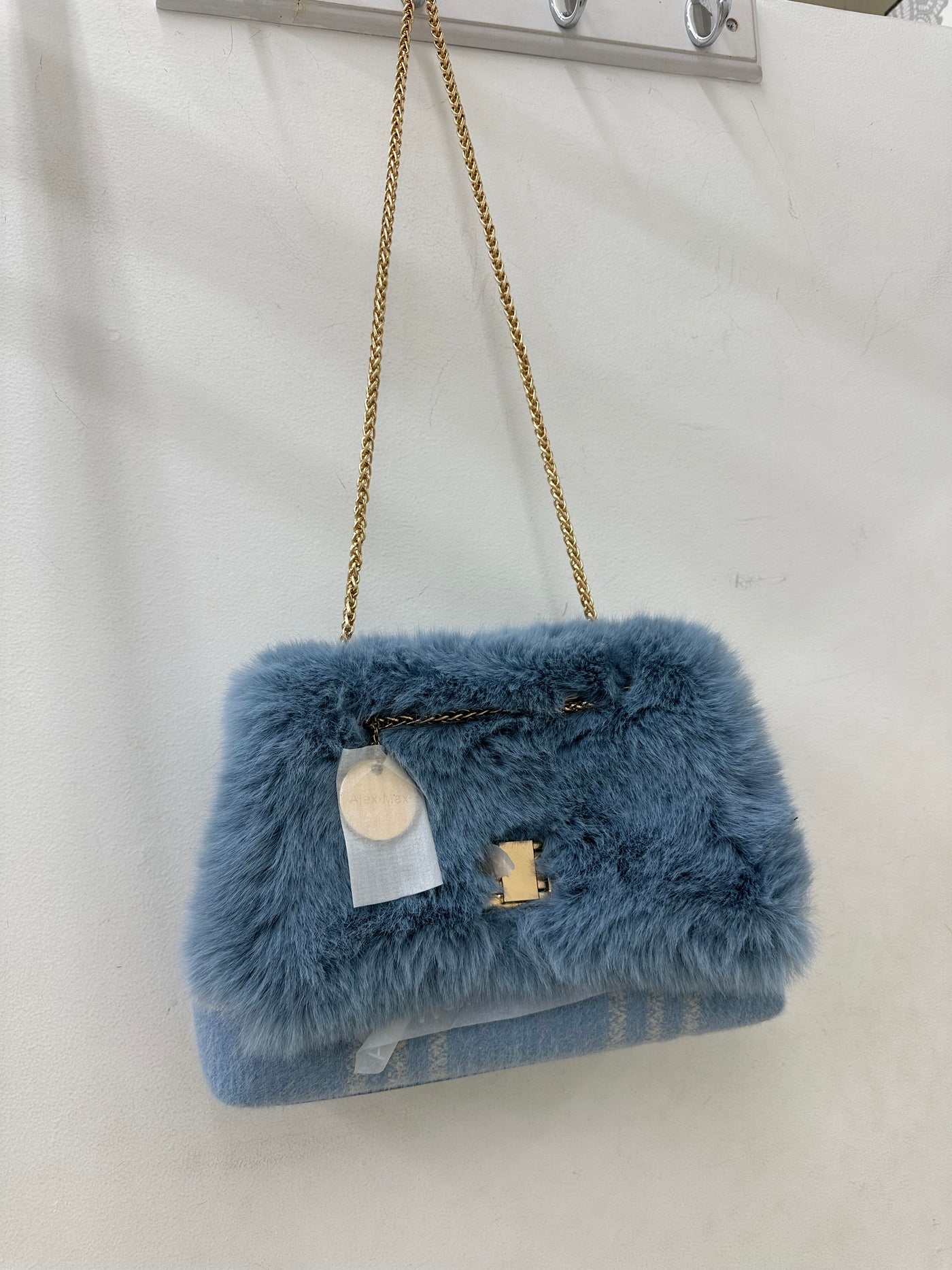 Baby Blue Faux Fur Handbag