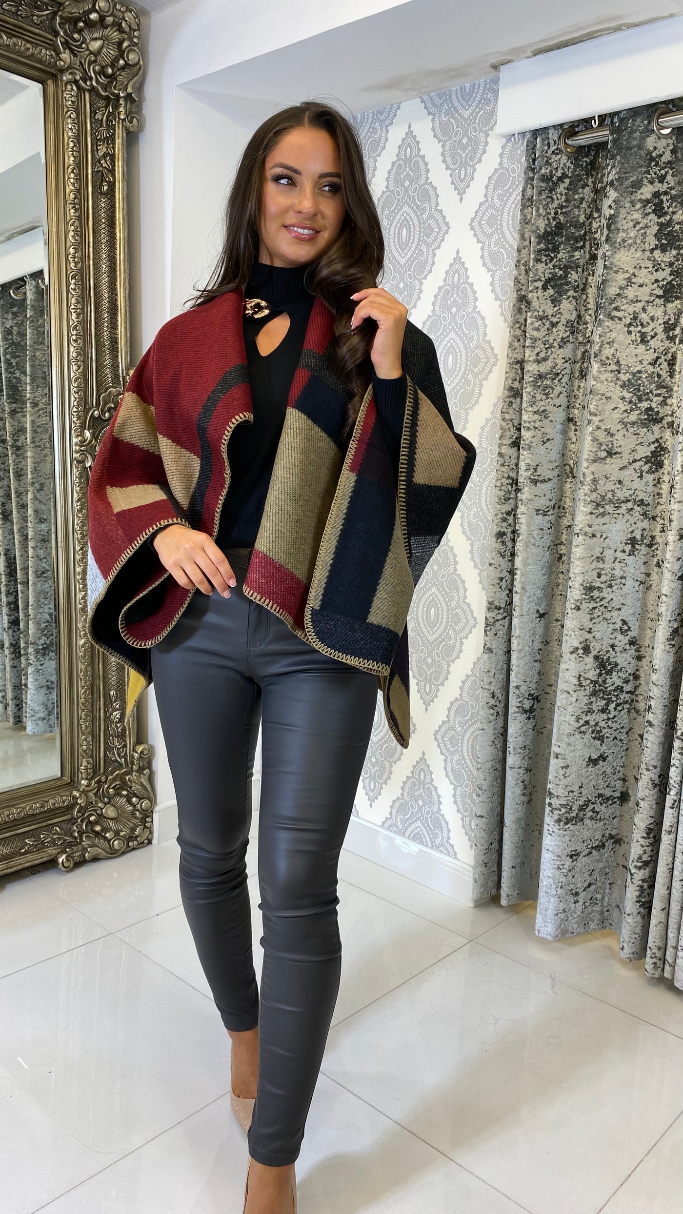 Multi Colour Patchwork Wool Cape